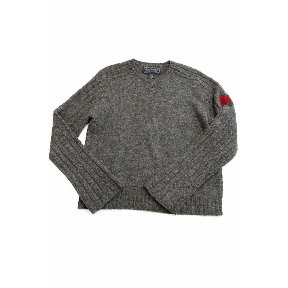 Abercrombie & Fitch Vintage 90s Y2K Shetland Wool Blend Ribbed Sweater Size XL